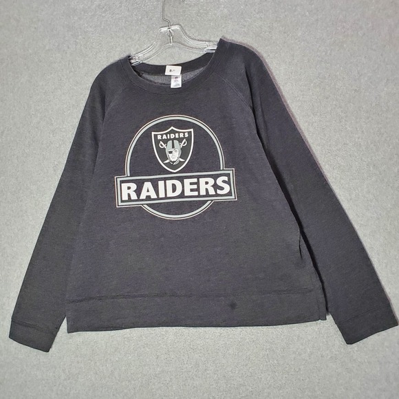 Oakland Raiders Women Sleepwear Sweatshirt 2XL Gray Logo Graphic Print Fleece - Picture 1 of 6